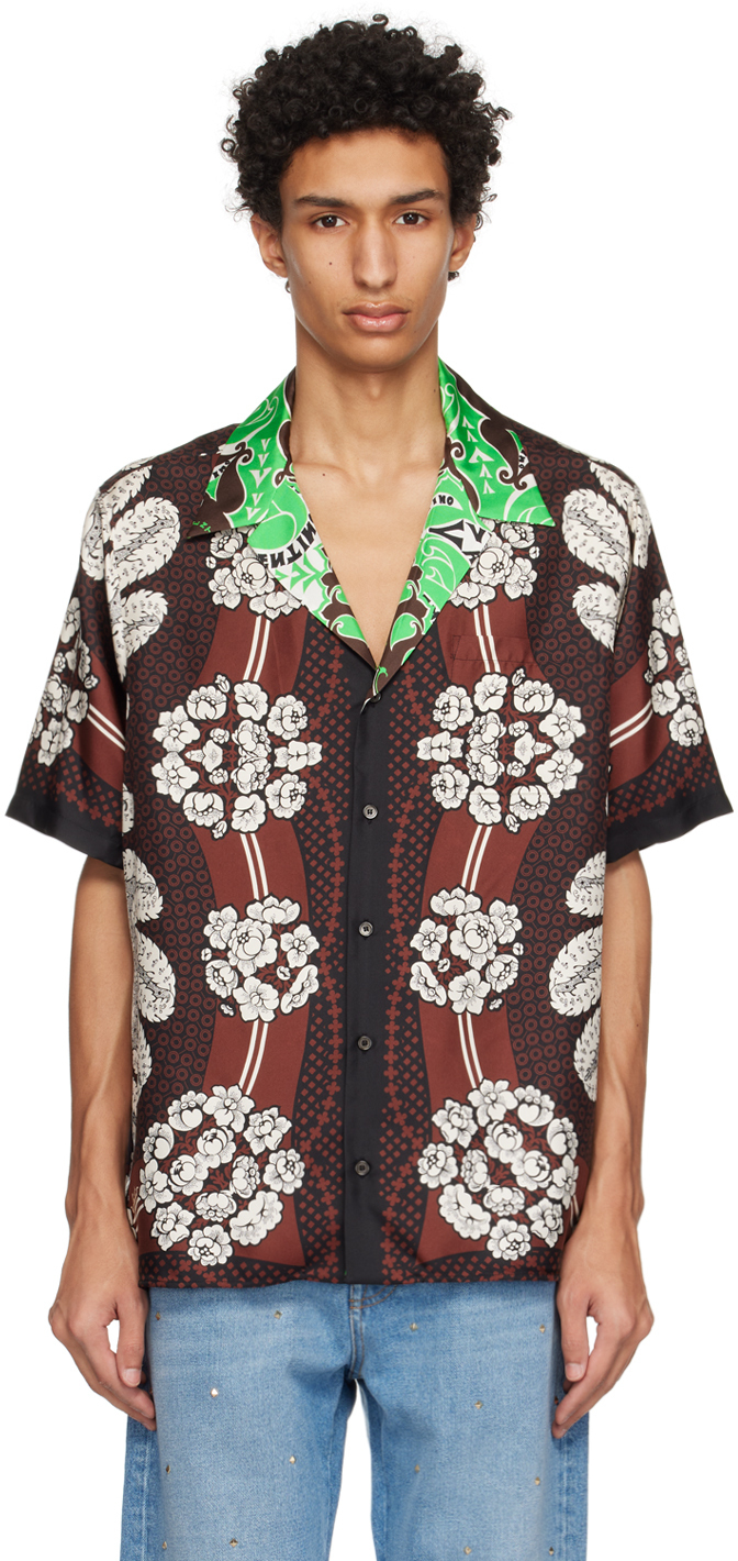 Valentino Brown Floral Shirt Valentino