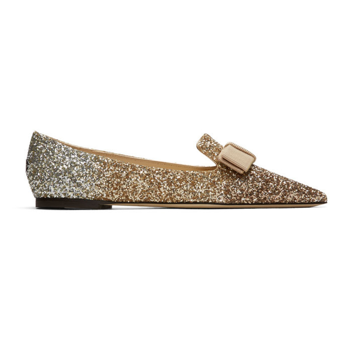 Jimmy Choo Rose Gold Glitter Gala Flats Jimmy Choo