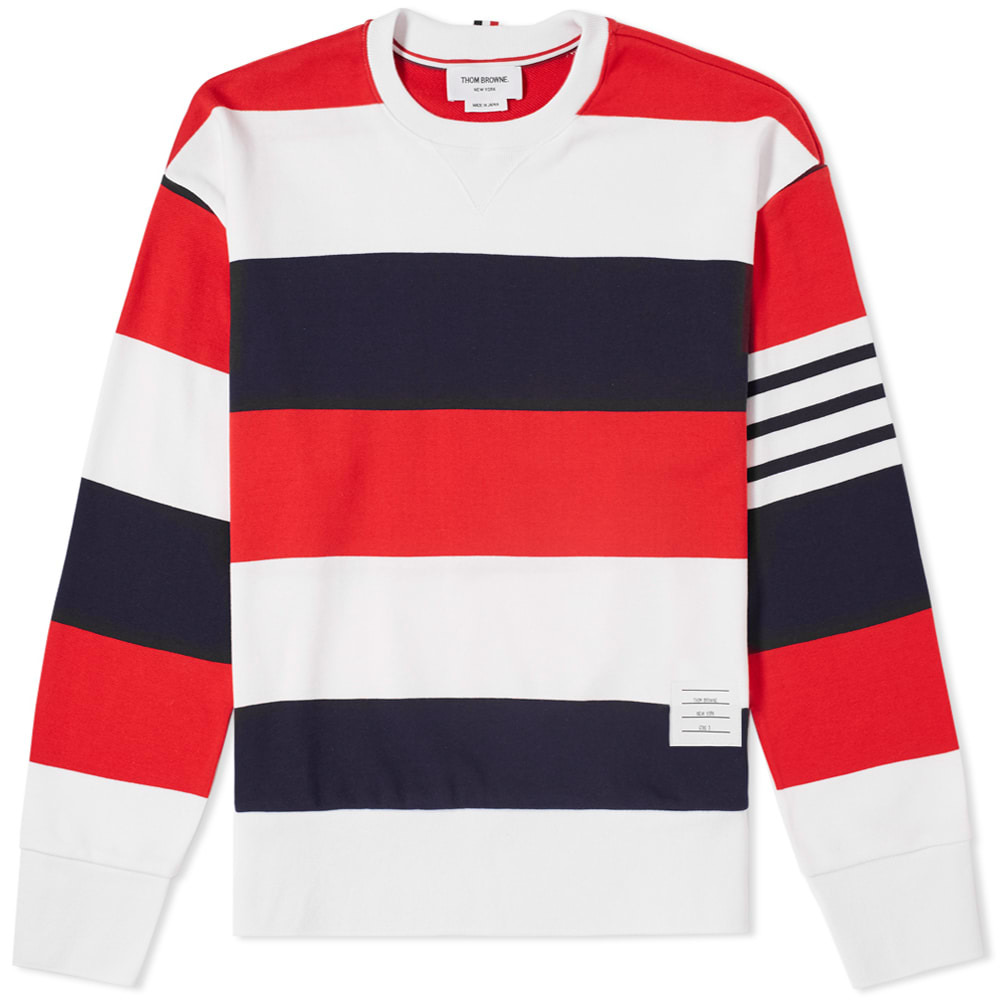 thom browne engineered stripe crew sweat