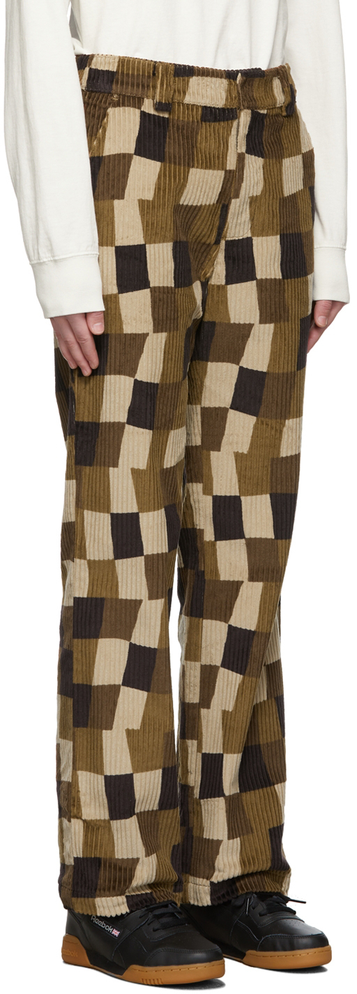 Stüssy Brown Wobbly Check Trousers Stussy