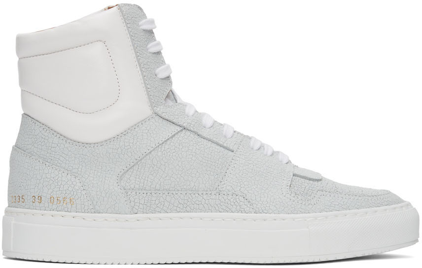 Photo: Common Projects White Cracked Leather High Sneakers