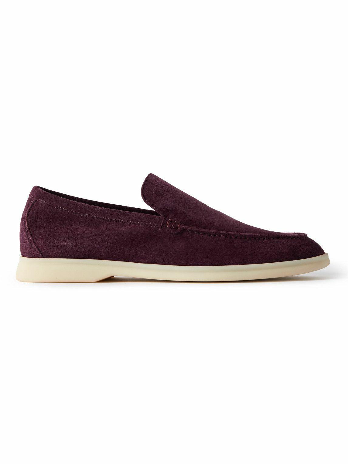 Loro Piana Summer Walk Suede Loafers Burgundy Loro Piana