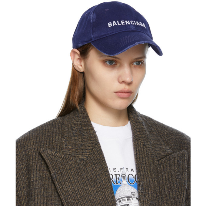 Balenciaga Blue and White Logo Visor Cap Balenciaga