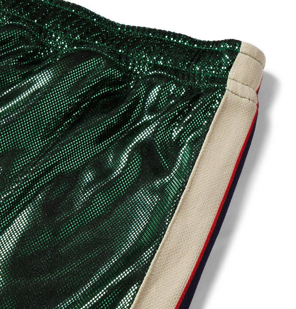 Gucci - Tapered Webbing-Trimmed Coated-Jersey Track Pants - Men Gucci - Tapered Webbing-Trimmed Coated-Jersey Track Pants - Men