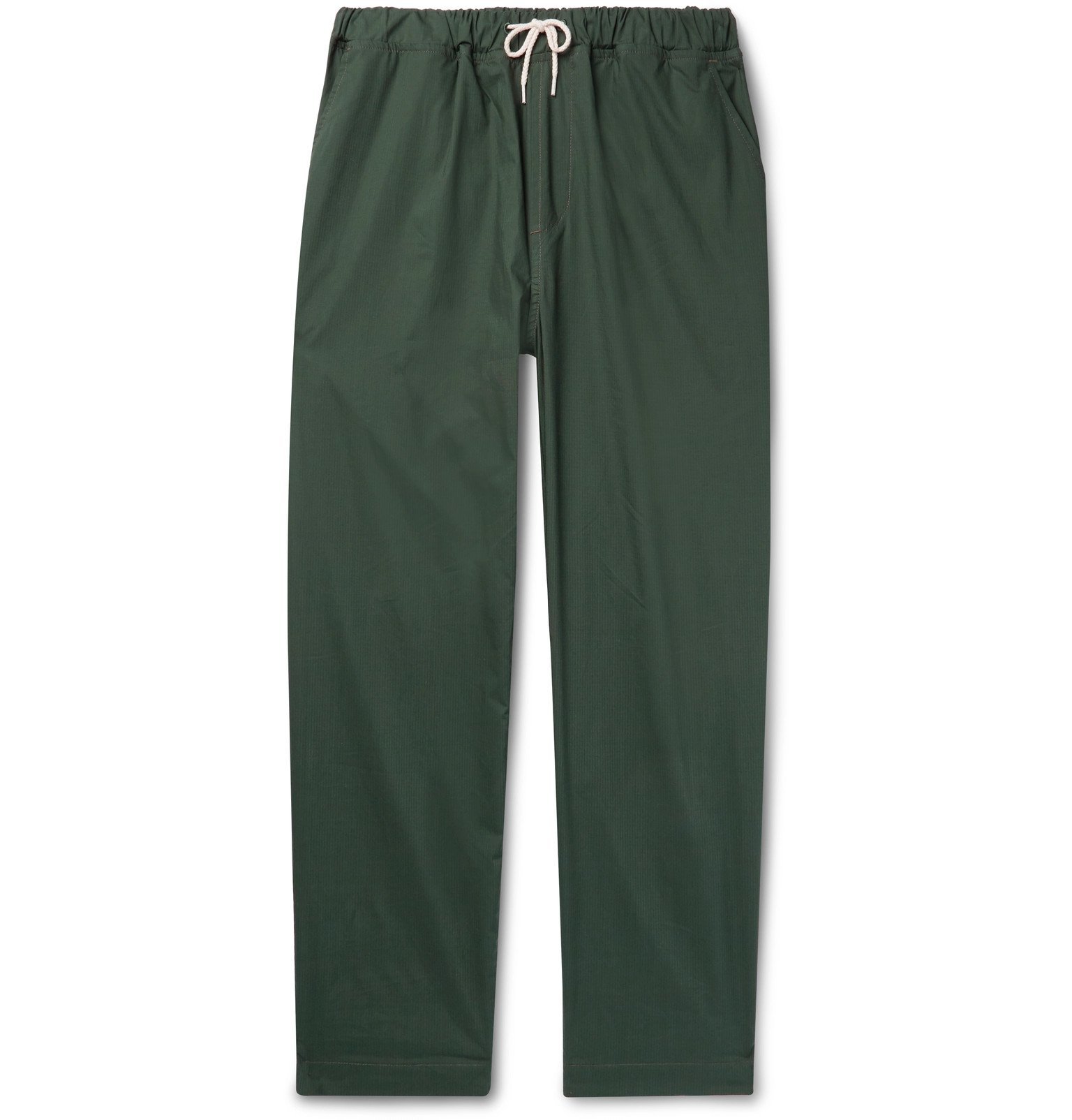 Albam Tapered CottonRipstop Drawstring Trousers Green Albam