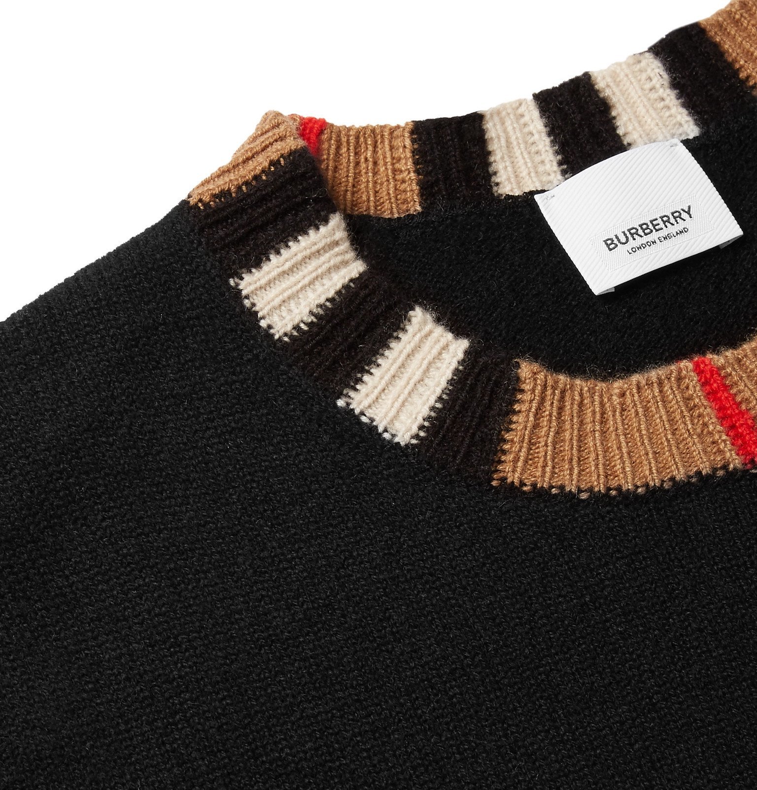 Burberry - Check-Trimmed Cashmere Sweater - Black Burberry