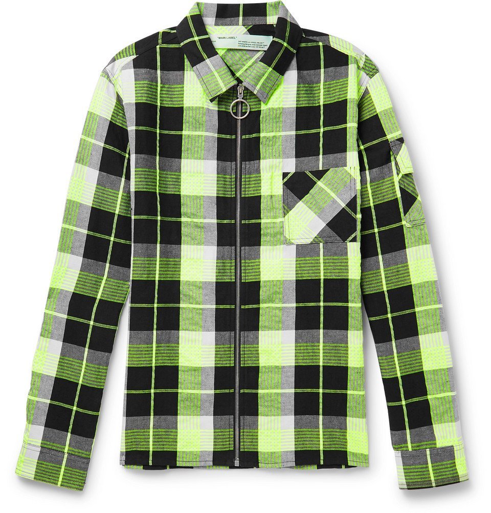 off white flannel green