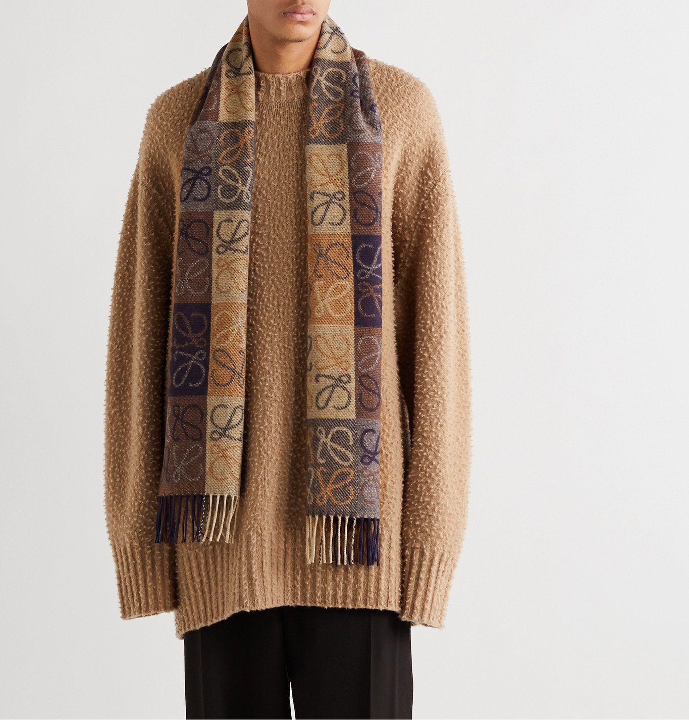 Loewe - Logo-Intarsia Fringed Wool and 