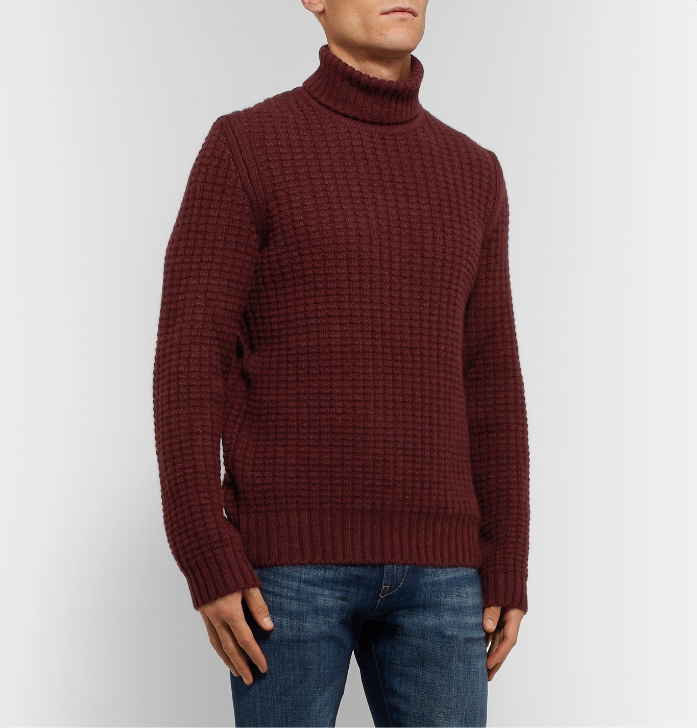 Hugo Boss - Waffle-Knit Virgin Wool and Alpaca-Blend Rollneck Sweater ...
