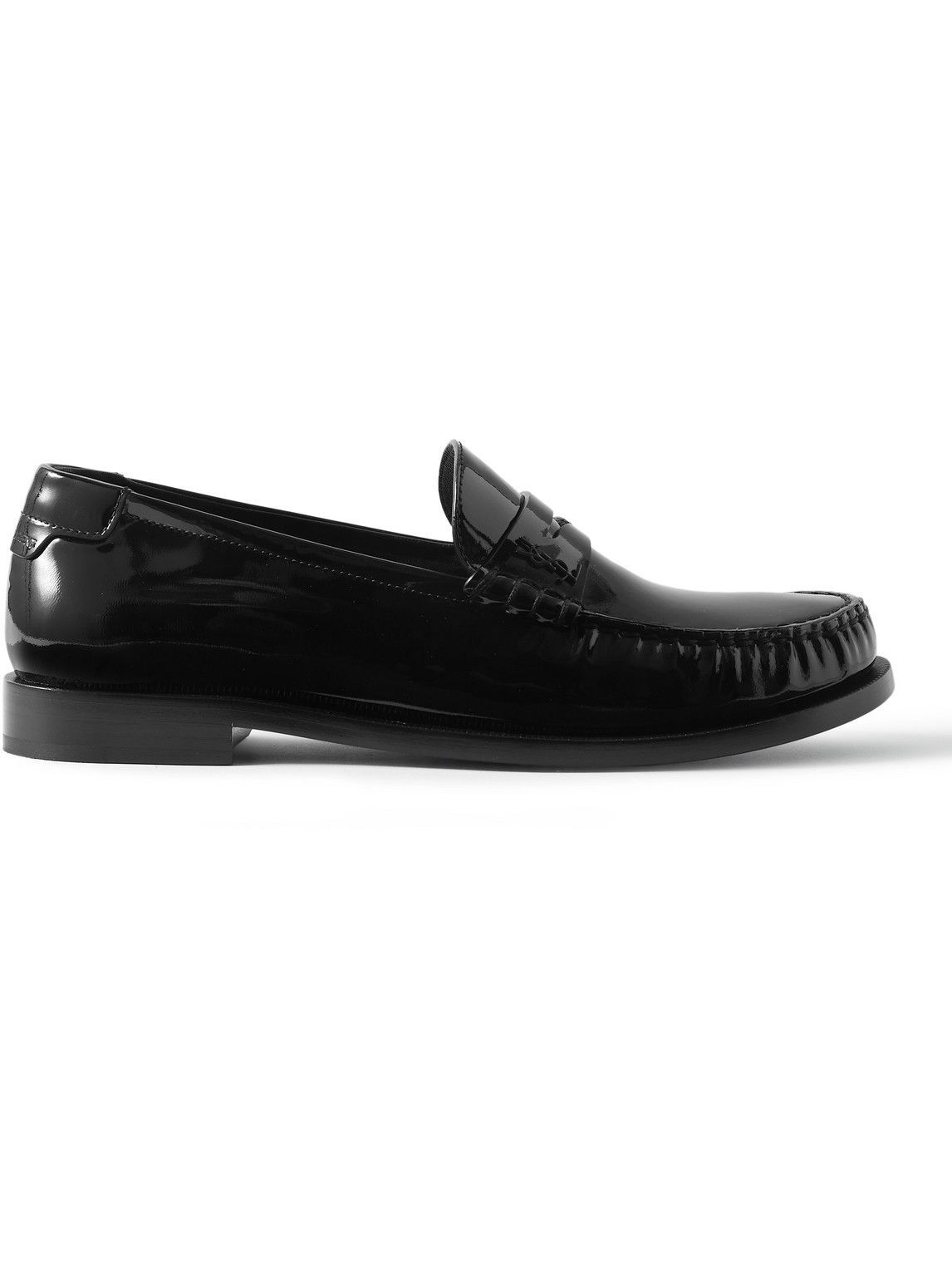 SAINT LAURENT - Le Loafer Monogram Logo-Appliquéd Patent-Leather Penny ...