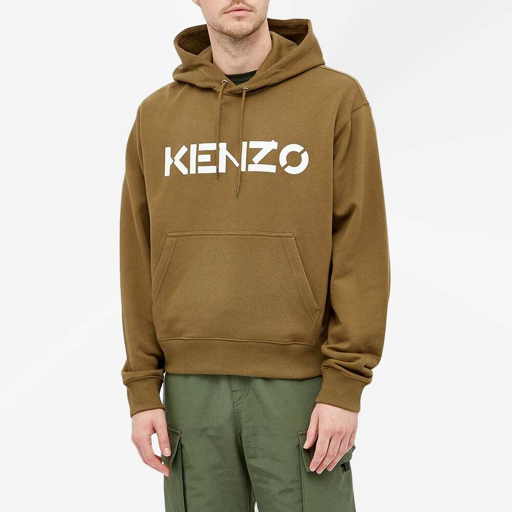 Kenzo Men's Bi-Colour Logo Popover Hoody in Khaki Kenzo
