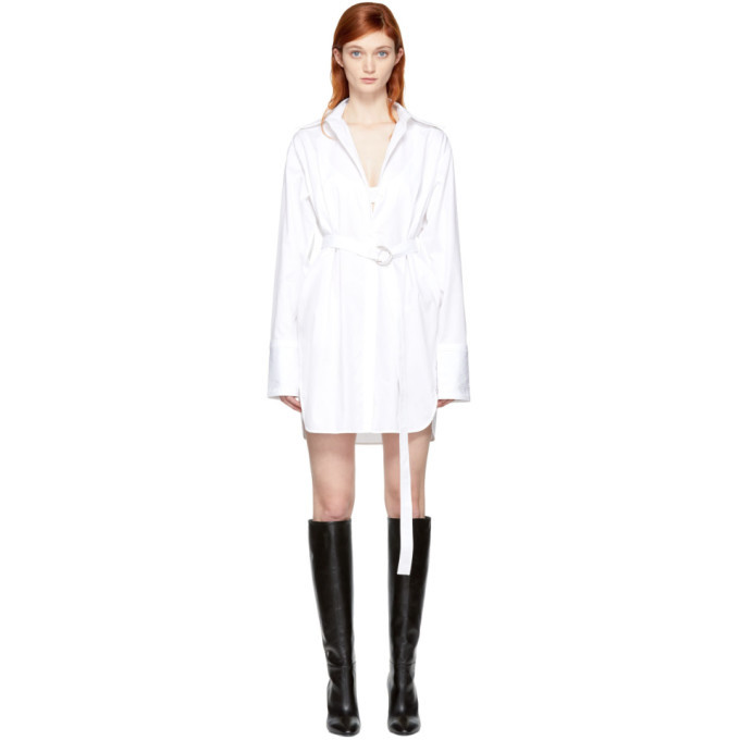 white oversized shirt dress