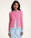 Brooks Brothers Women's Cotton Pointelle Tipped Cardigan | Pink