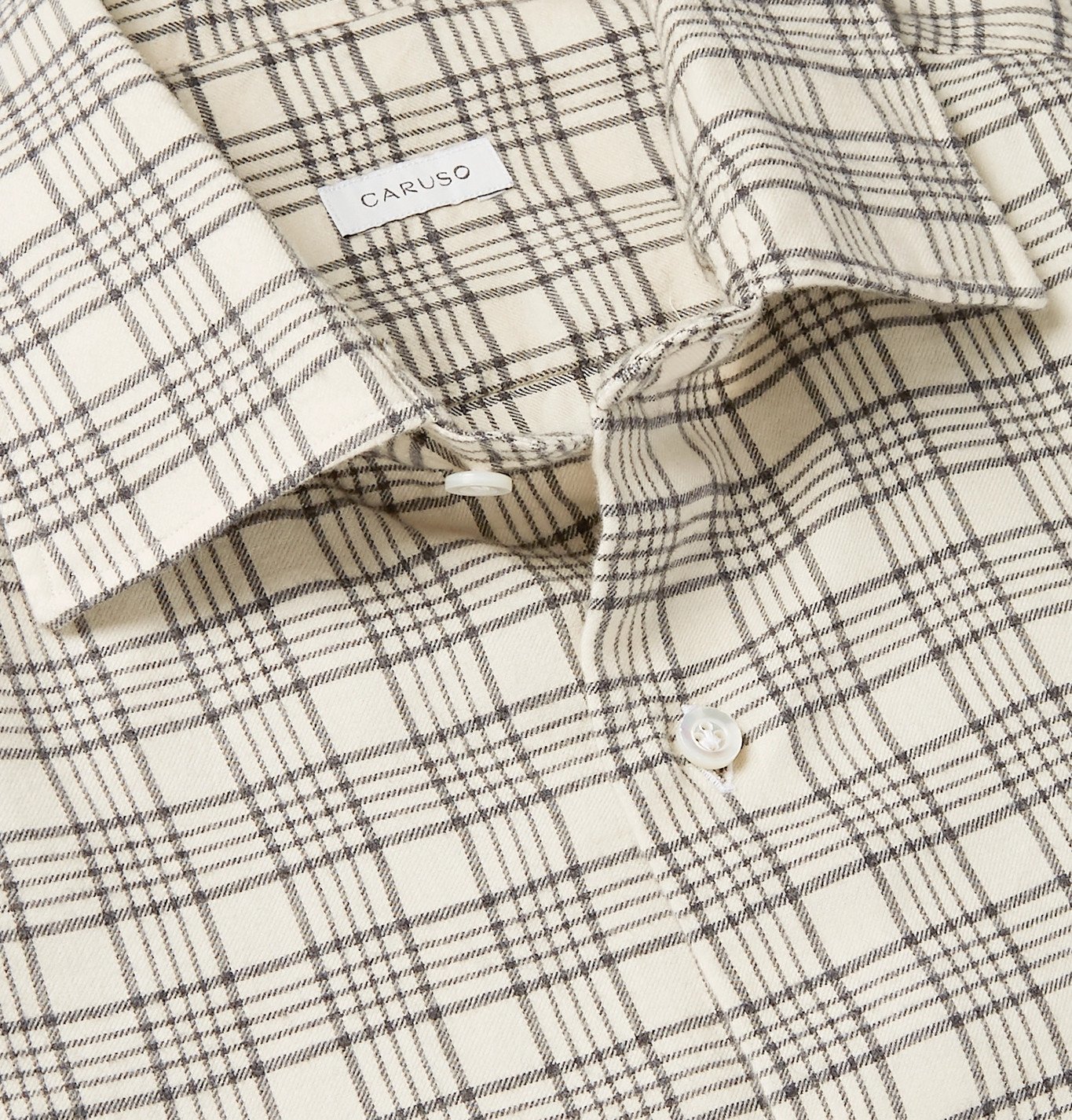 Caruso - Slim-Fit Checked Cotton-Flannel Shirt - Neutrals Caruso