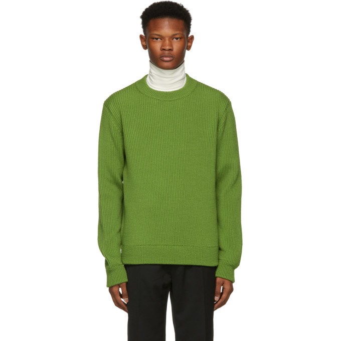 Namacheko Green Wool Ribbed Crewneck Sweater Namacheko