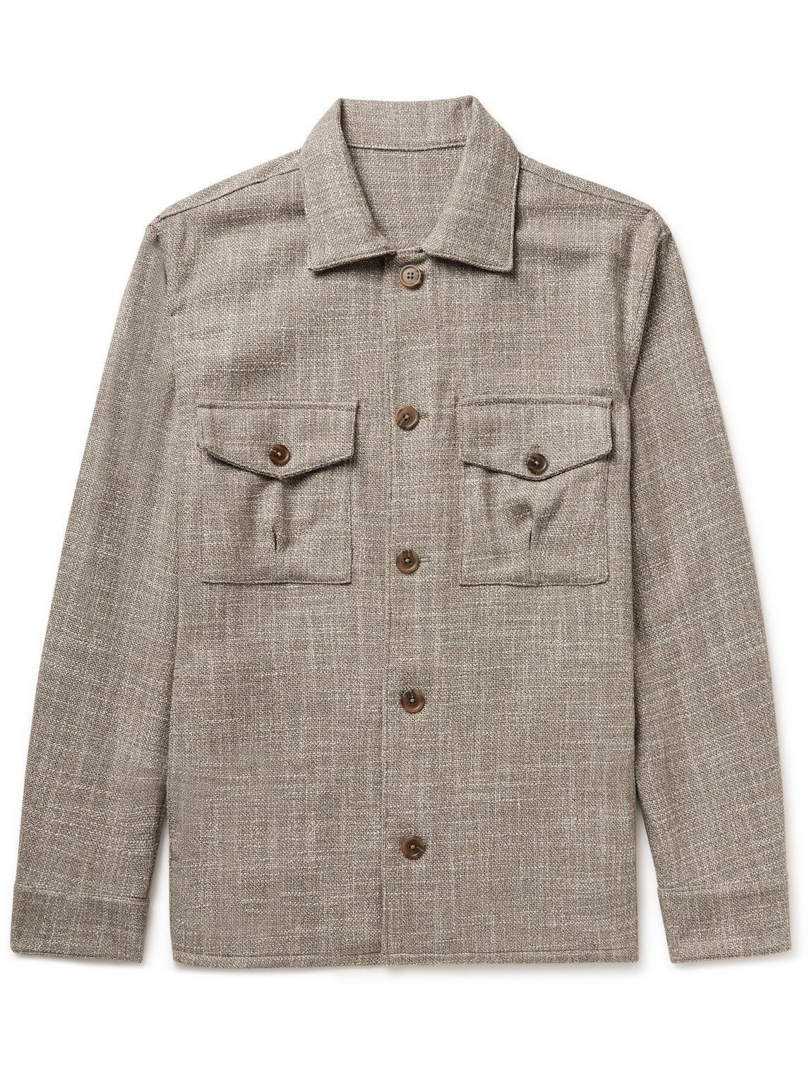 Stòffa - Wool and Silk-Blend Tweed Shirt Jacket - Neutrals STÒFFA