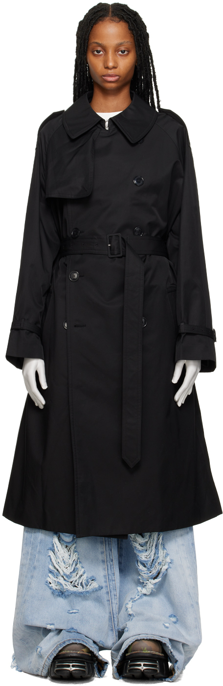 VETEMENTS Black Double-Breasted Trench Coat Vetements