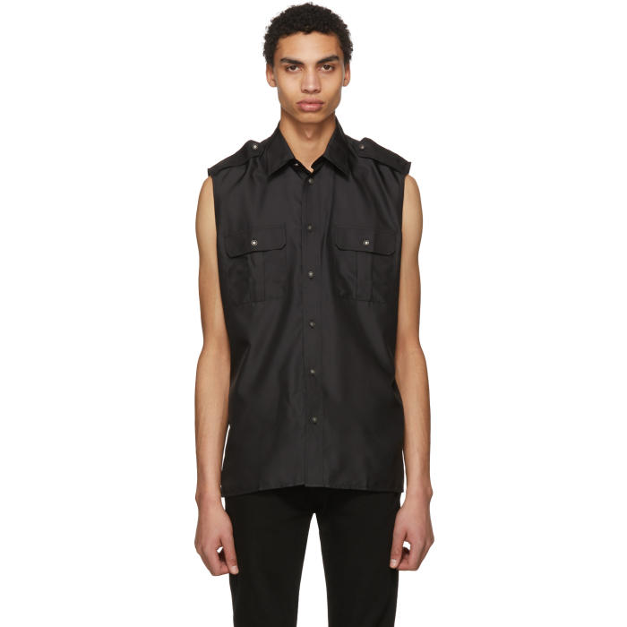 Givenchy Black Sleeveless Pocket Shirt 