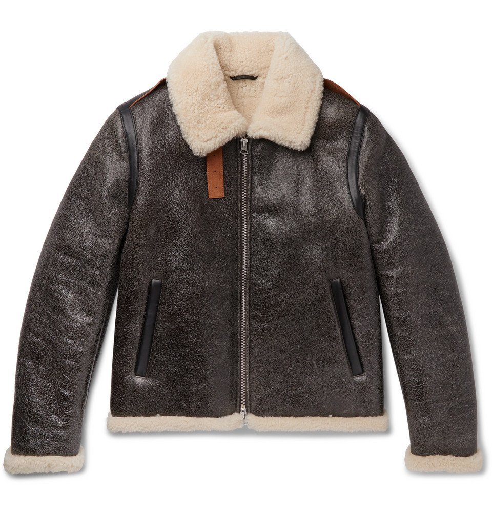 Acne Studios - Shearling-Lined Textured-Leather Jacket - Brown Acne Studios