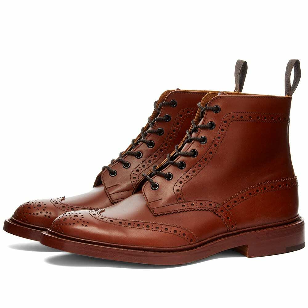 Tricker's Men's Stow Brogue Derby Boot in Marron Antique Tricker's