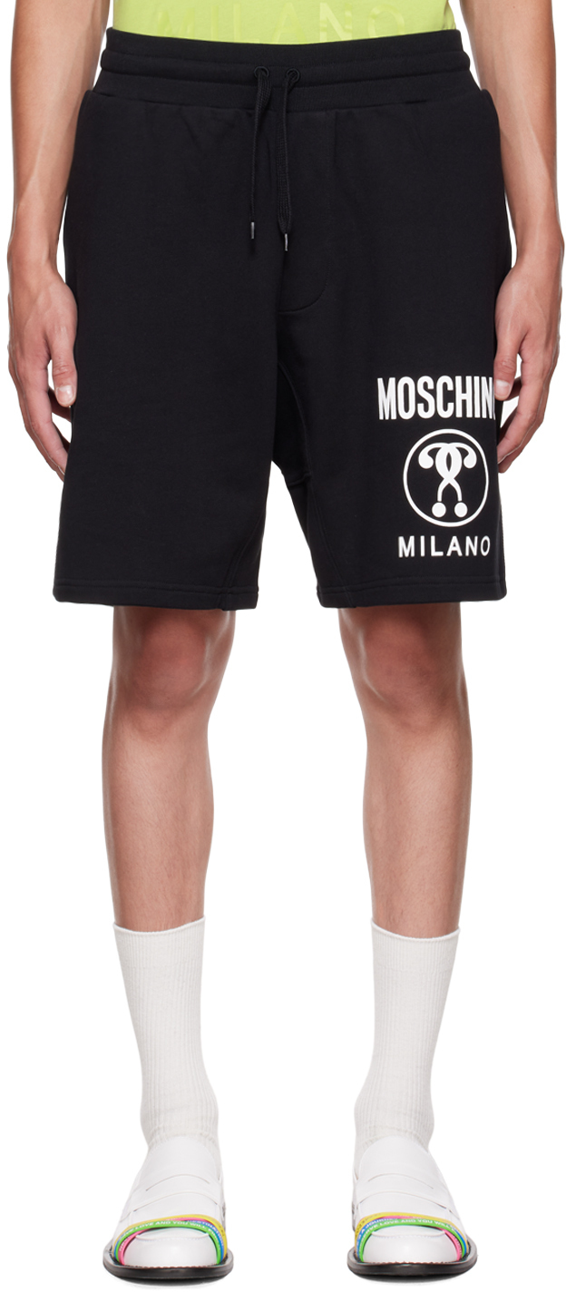 Moschino Black Double Question Mark Shorts Moschino