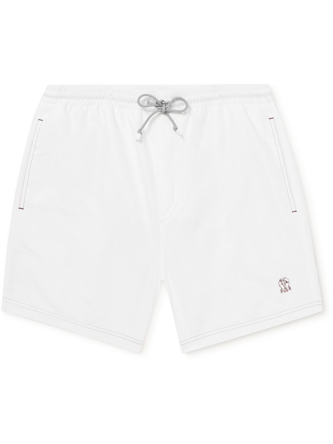 Brunello Cucinelli - Logo-Embroidered Swim Shorts - White Brunello ...