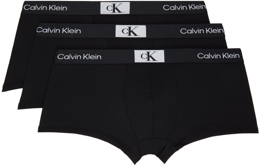 Calvin Klein Underwear Three-Pack Black Low-Rise Trunk Boxers Calvin ...