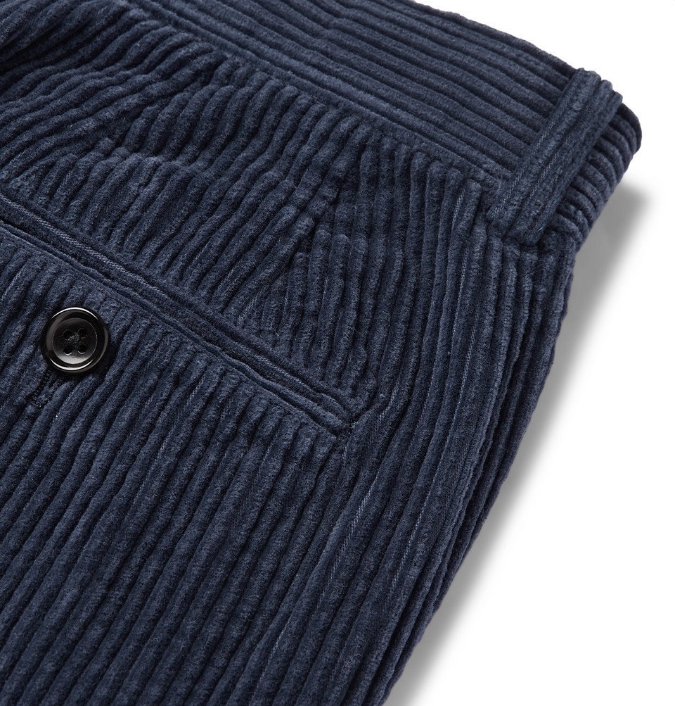 Thom Browne - Navy Slim-Fit Cropped Garment-Dyed Cotton-Corduroy ...