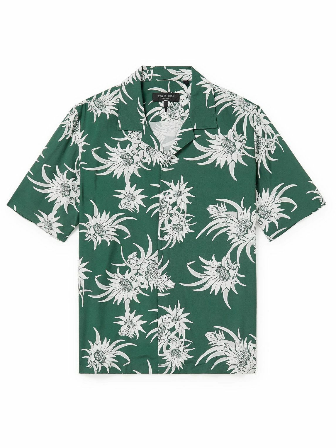 Photo: Rag & Bone - Avery Convertible-Collar Floral-Print Crepe Shirt - Green