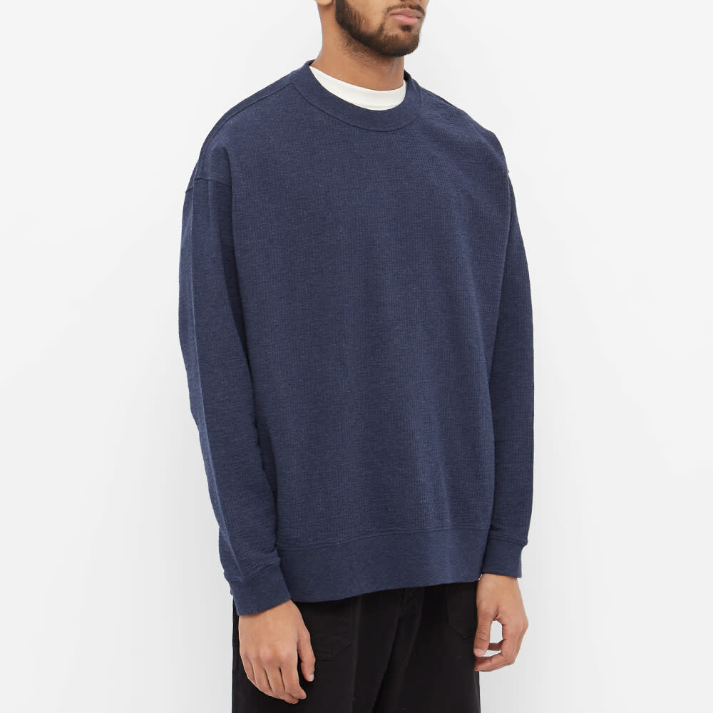 YMC Men's Melange Seersucker Sweat in Navy Marl YMC