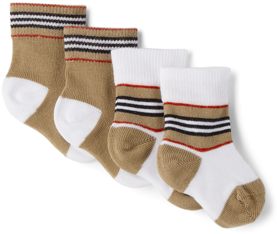Photo: Burberry Baby Two-Pack Icon Stripe Newborn Socks