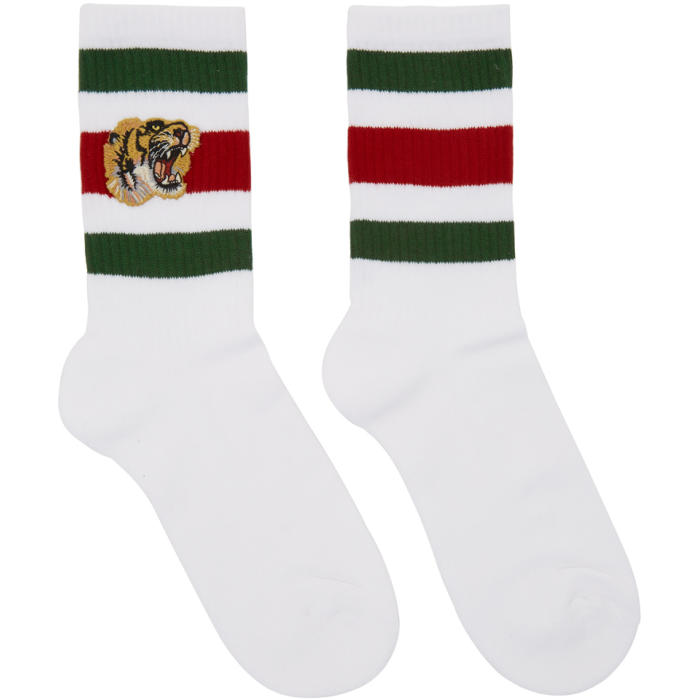 Gucci White Striped Tiger Socks Gucci