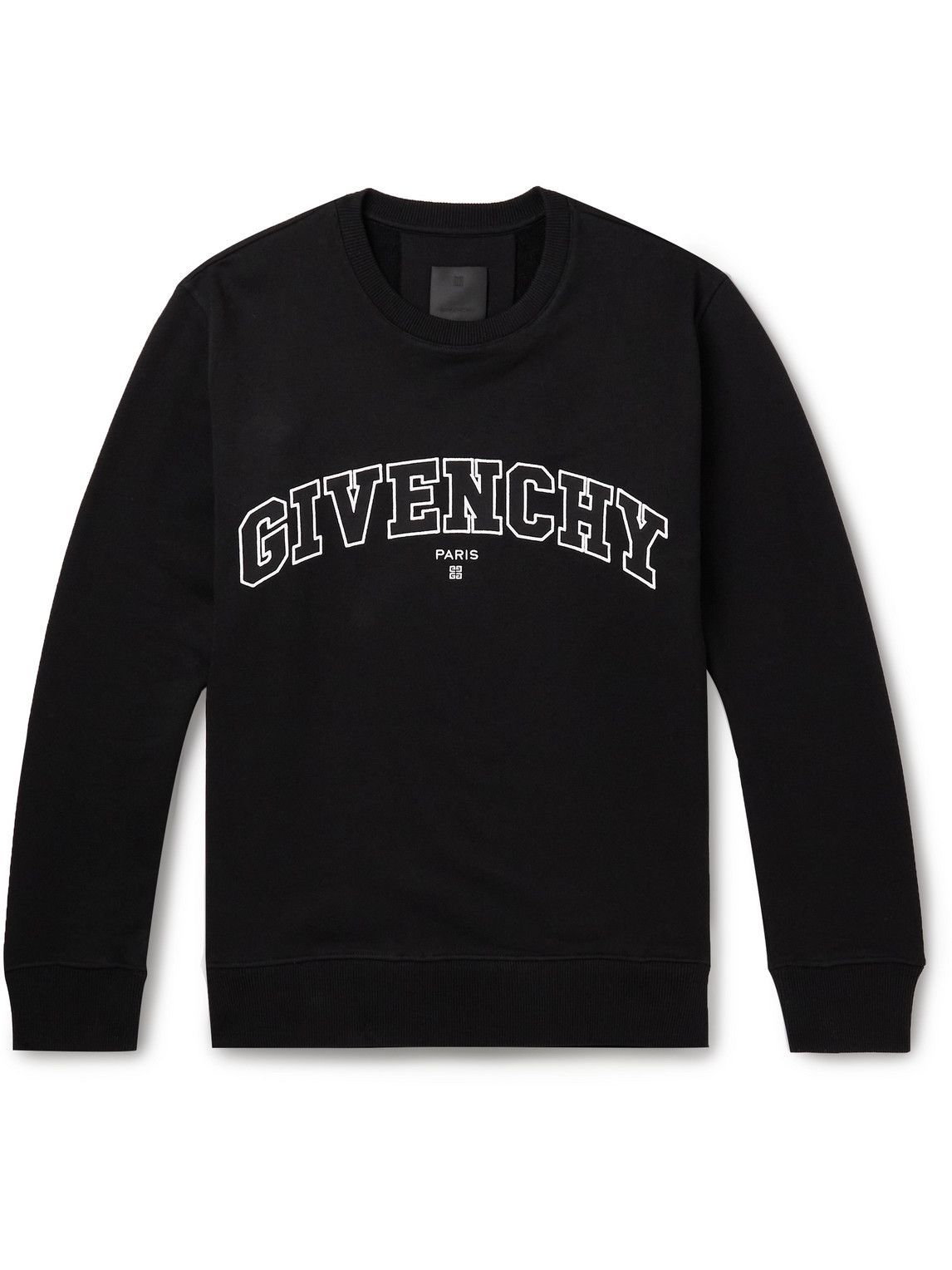 Photo: Givenchy - College Logo-Embroidered Cotton-Jersey Sweatshirt - Black