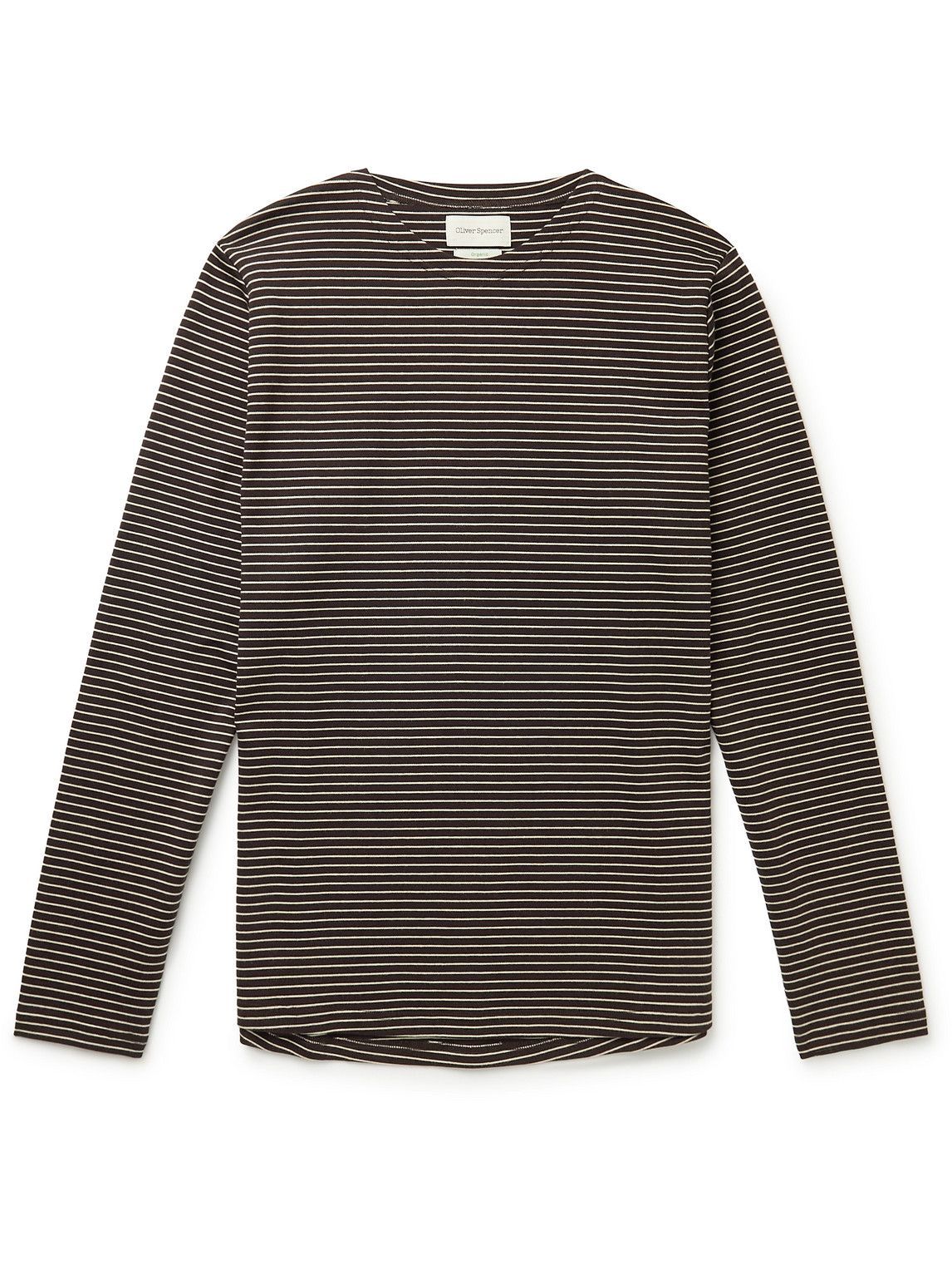 Photo: Oliver Spencer - Newport Striped Organic Cotton-Jersey T-Shirt - Brown