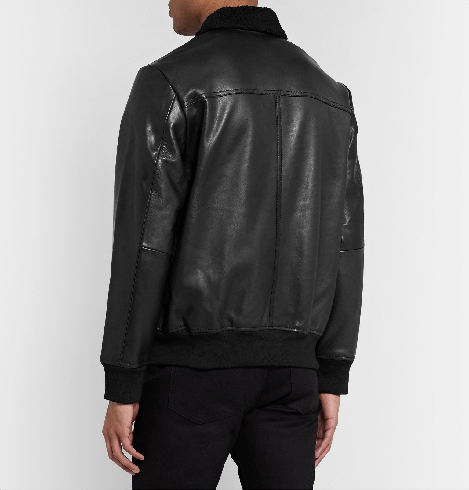 Saturdays NYC - Tunstall Shearling-Trimmed Leather Jacket - Black ...