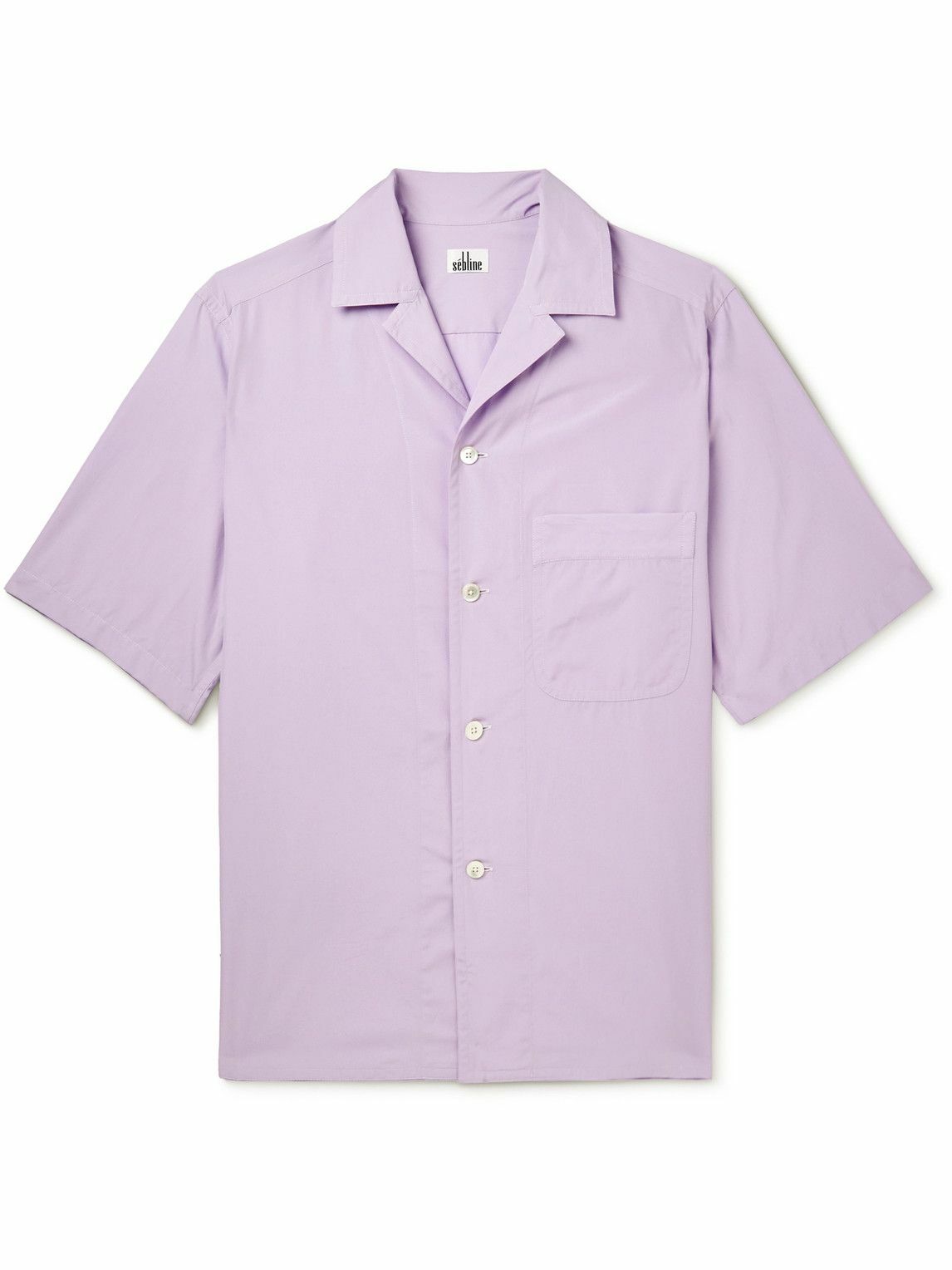 Sebline - Camp-Collar Cotton-Poplin Shirt - Purple