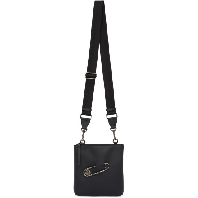 Versus Black Safety Pin Messenger Bag Versus