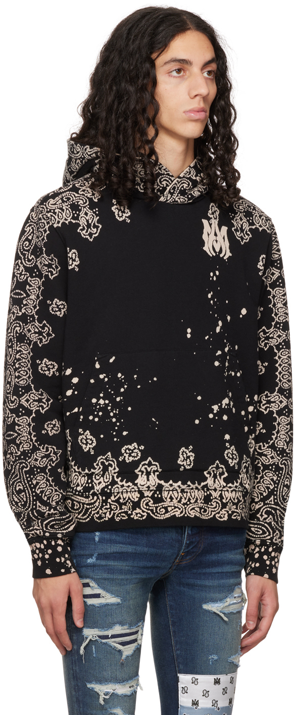 AMIRI Black Bandana Bleach Hoodie Amiri