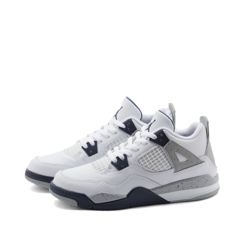 Air Jordan Men's 4 Retro PS Sneakers in White/Midnight Navy/Smoke Grey Nike Jordan Brand