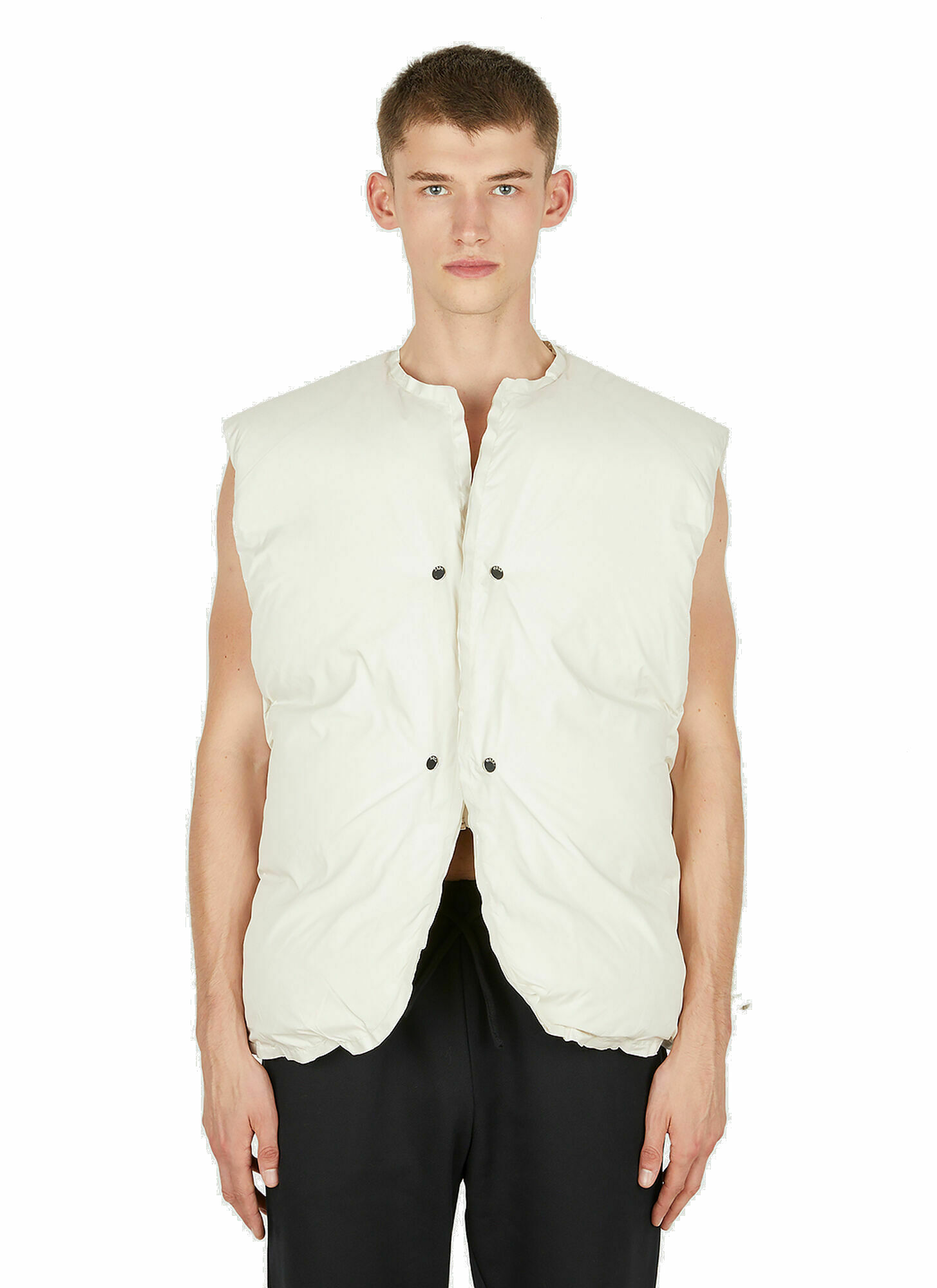 Photo: The Ultimate Sleeveless Puffer Jacket in White