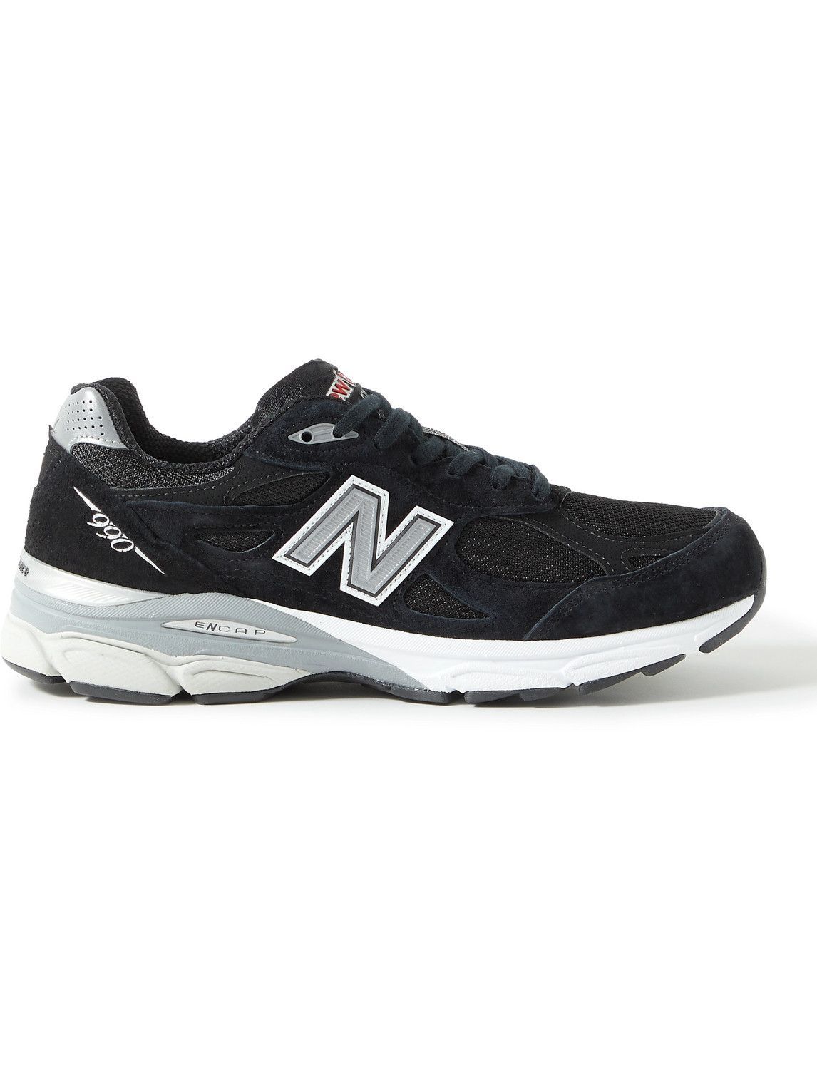New Balance - 990v3 Suede and Mesh Sneakers - Black