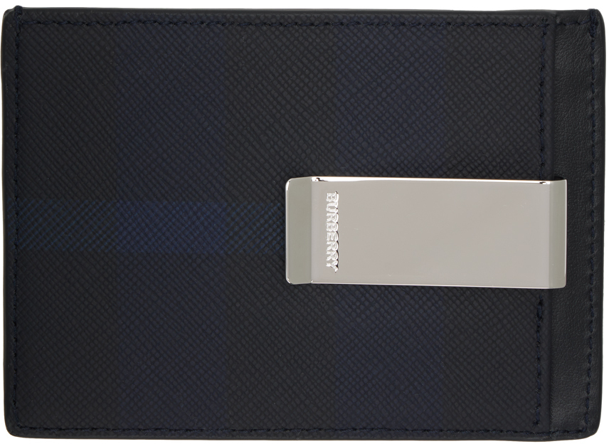Photo: Burberry Navy Exaggerated Check Card Holder