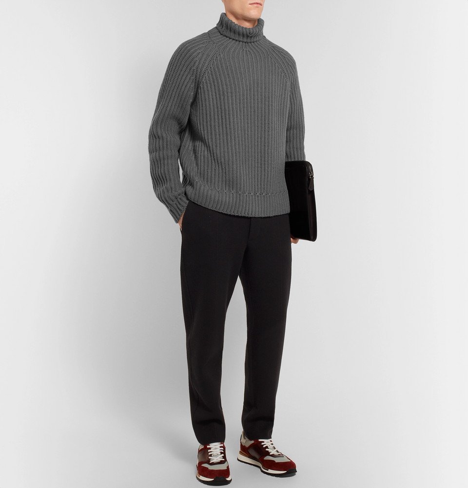 Berluti - Ribbed Cashmere Rollneck Sweater - Men - Charcoal Berluti