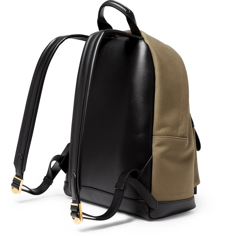 TOM FORD - Cotton-Canvas and Leather Backpack - Green TOM FORD