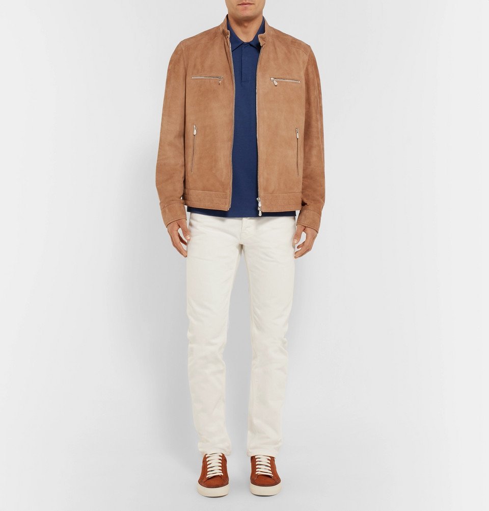 Berluti - Leather-Trimmed Cotton, Wool and Cashmere-Blend Piqué Polo ...