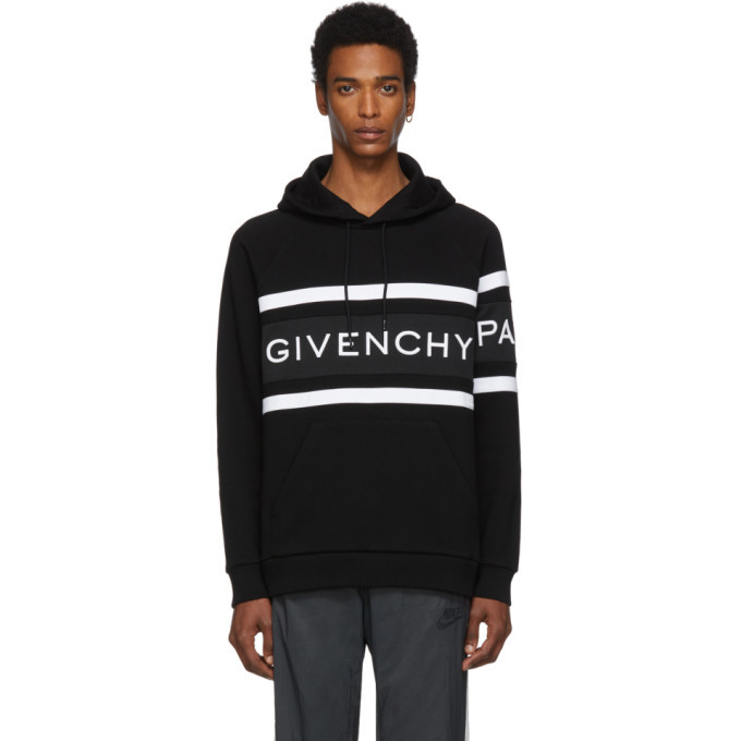 Givenchy Black Contrasting Stripes Hoodie Givenchy