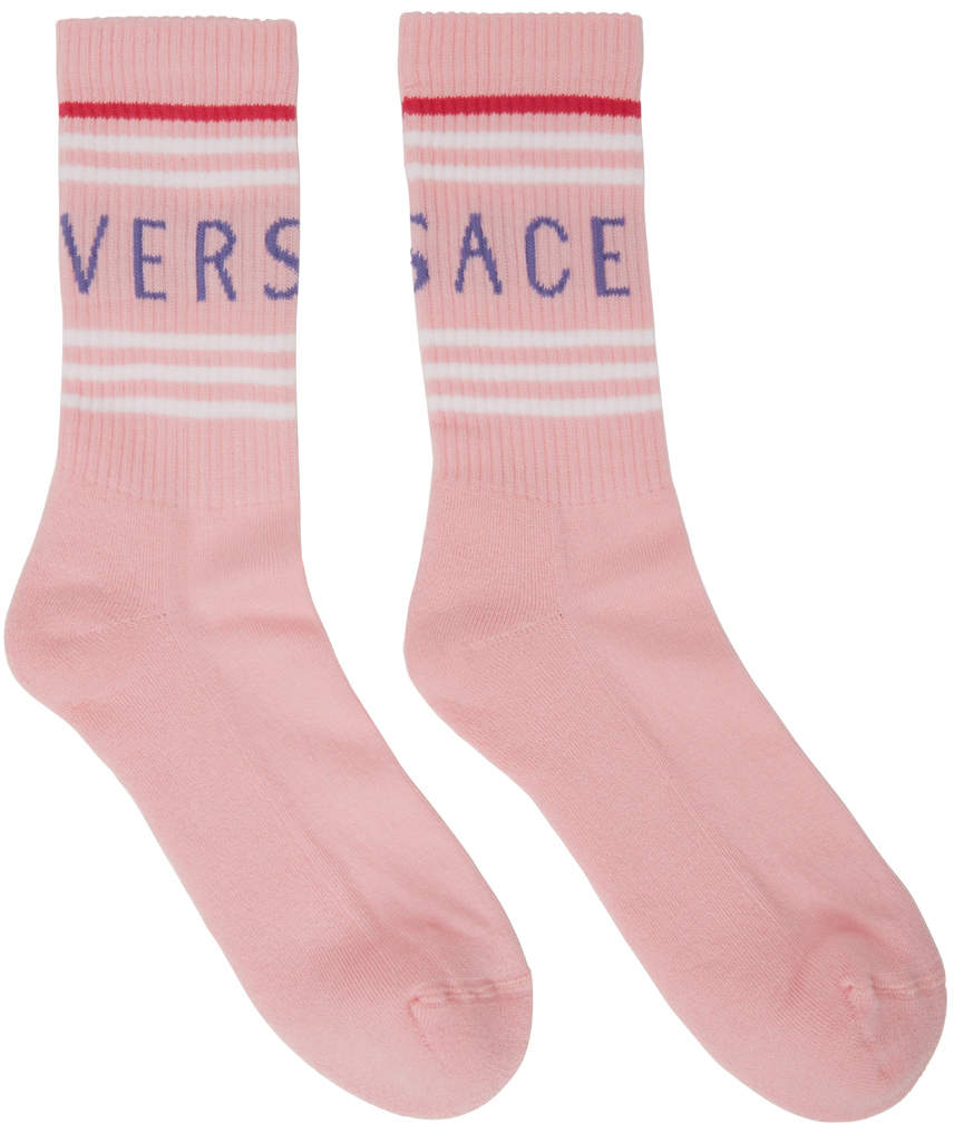 Versace Pink Vintage Logo Socks Versace