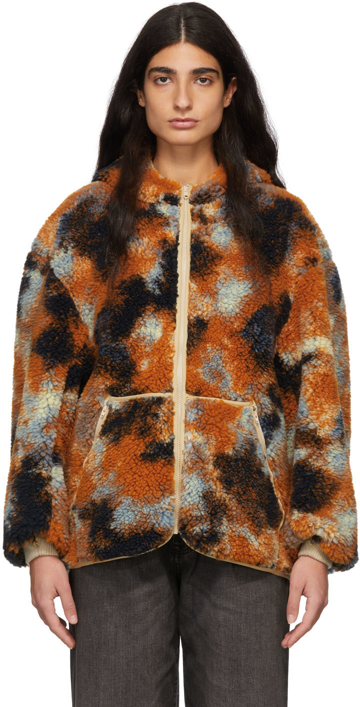 R13 Orange & Blue Oversized Fleece Jacket R13