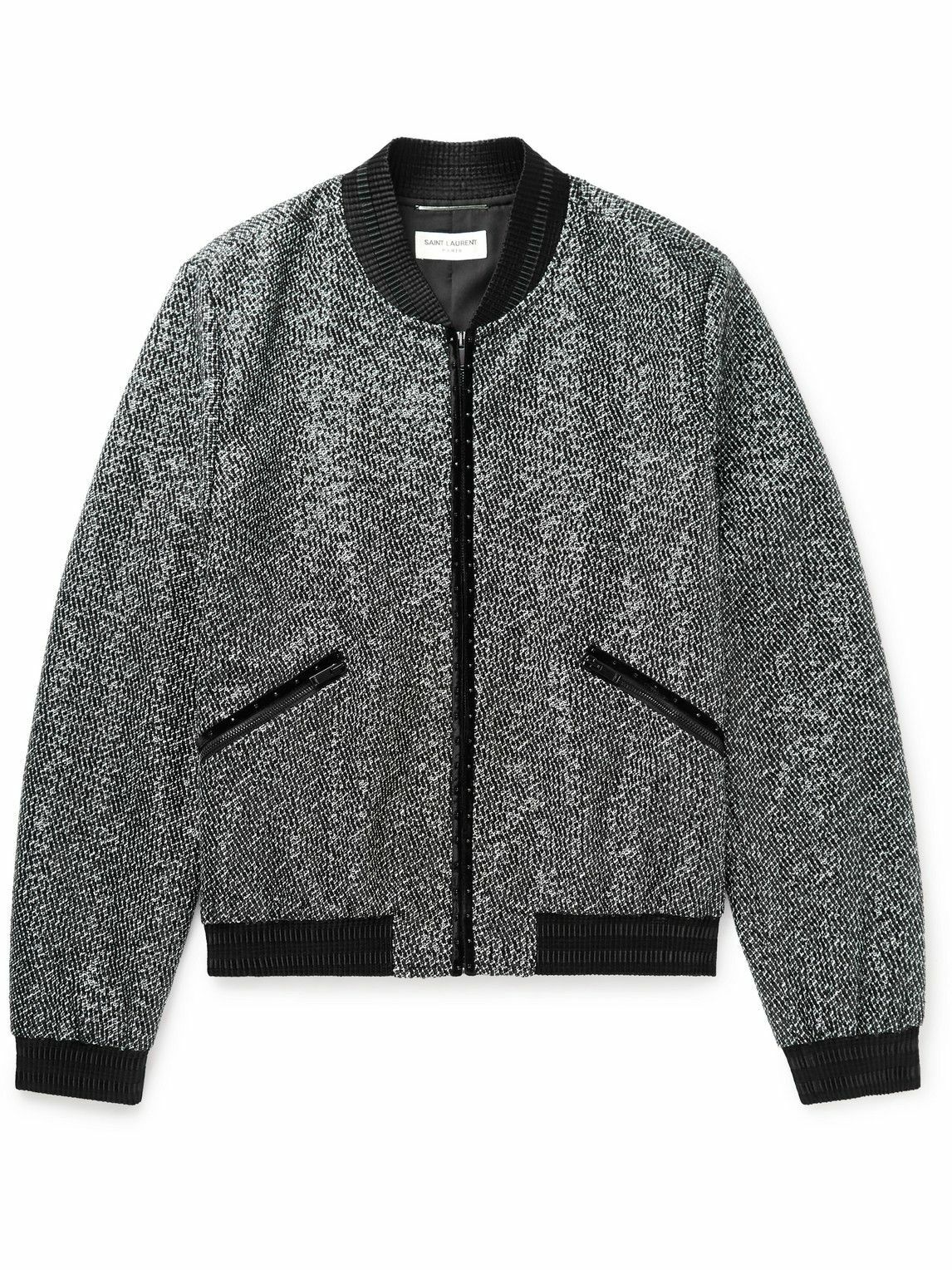 SAINT LAURENT - Teddy Slim-Fit Sequinned Cotton-Blend Tweed Bomber ...