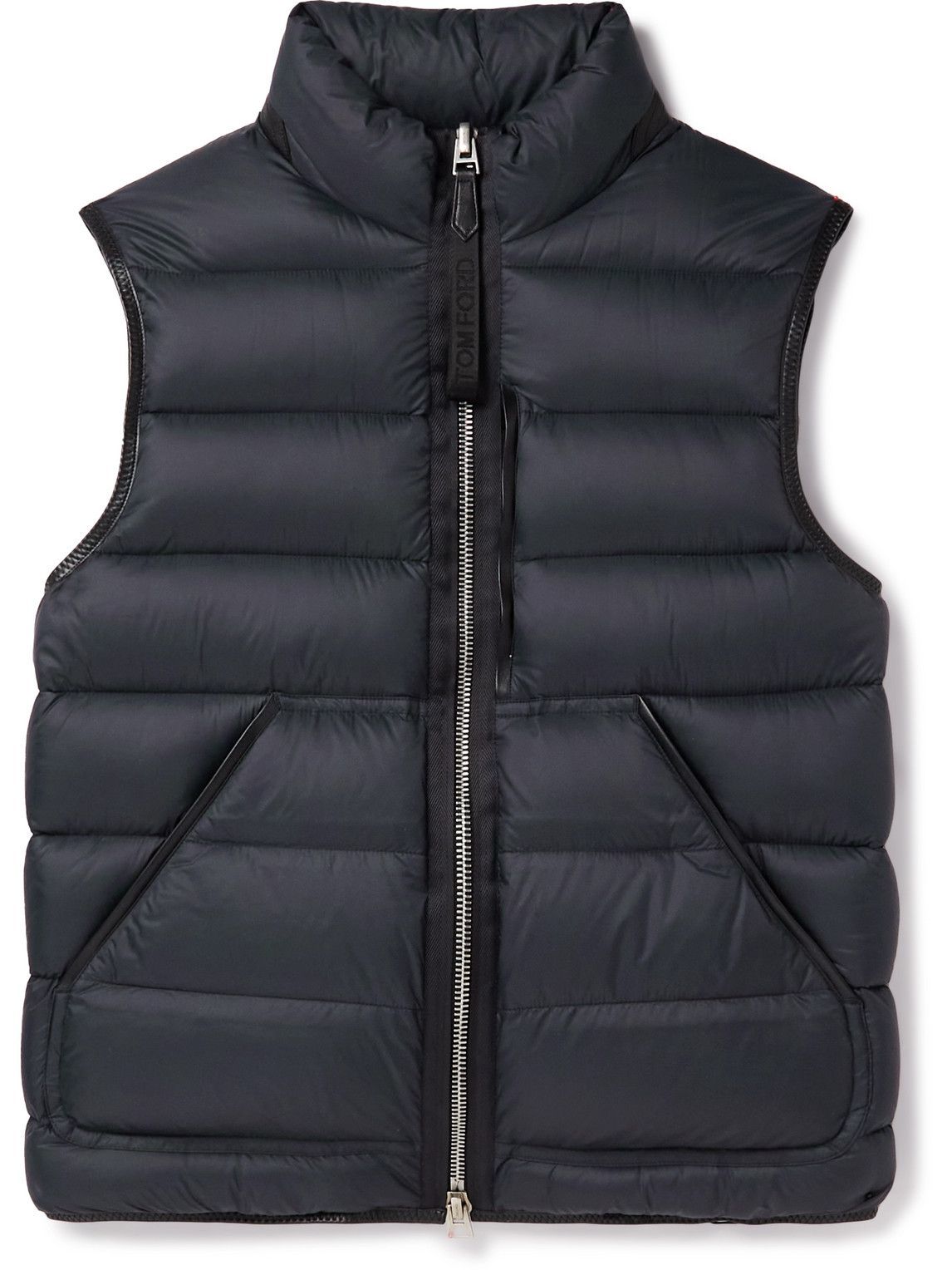 Photo: TOM FORD - Slim-Fit Leather-Trimmed Quilted Shell Down Gilet - Blue